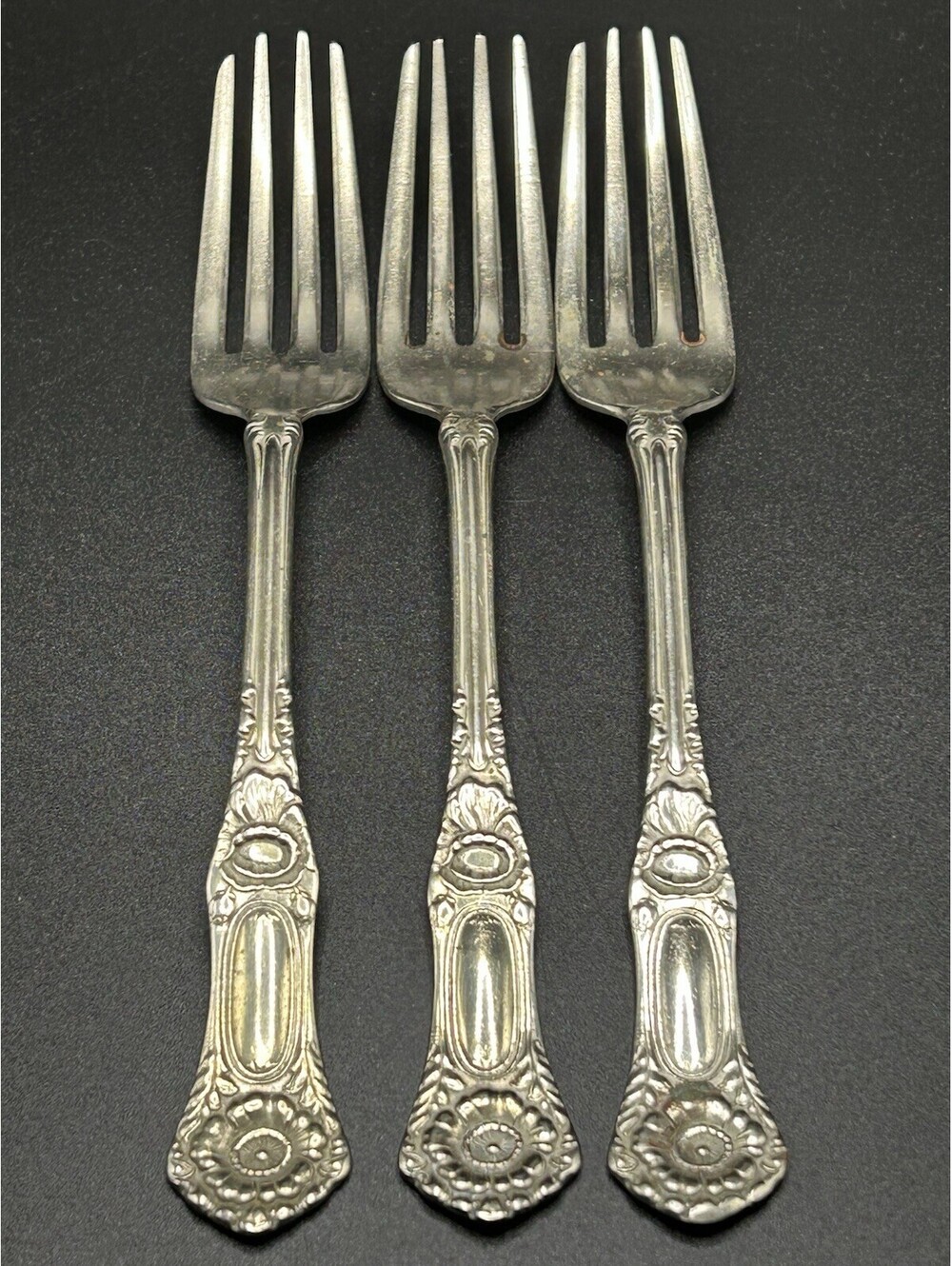 Rare- Antique A.S. Co Nickel-Silver Dinner Forks Set Of 3